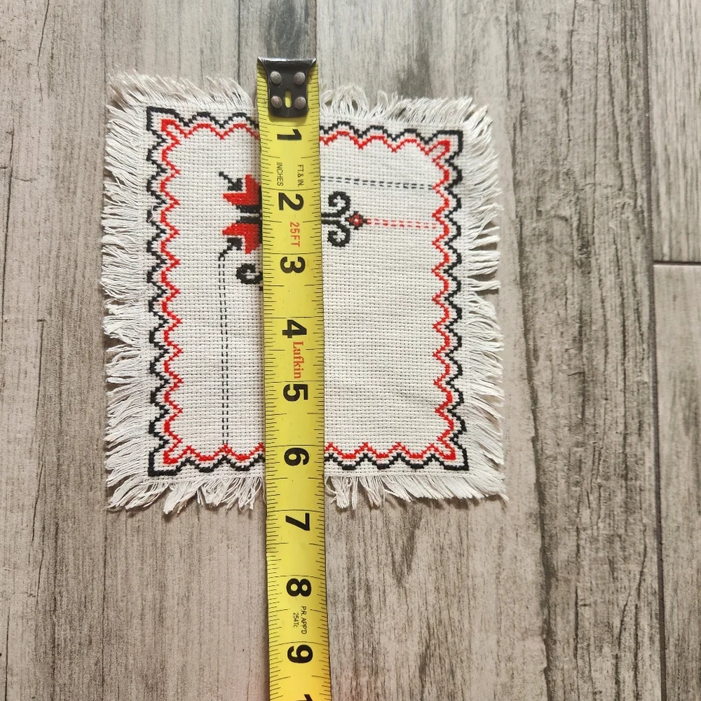 Vintage Beautiful Handmade Embroidred Ukrainian Soviet Napkin Red And Black